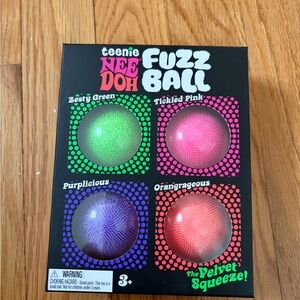 Teenie Nee Doh Fuzz Ball 4-Pack - Green Pink Purple Orange